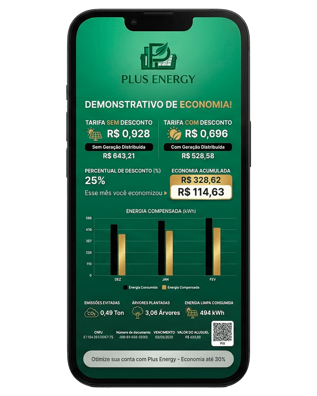 Mockup da conta digital Plus Energy